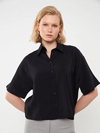 Düz Kısa Kollu Oversize Kadın Gömlek