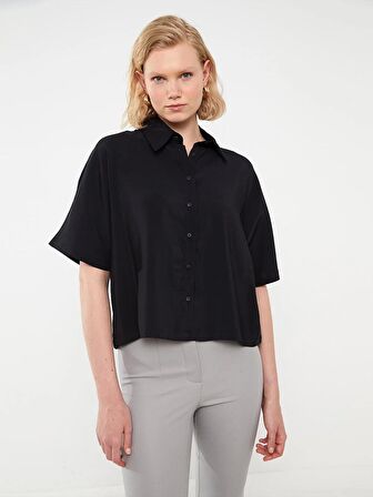Düz Kısa Kollu Oversize Kadın Gömlek