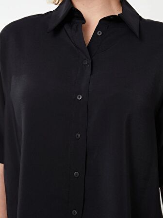 Düz Kısa Kollu Oversize Kadın Gömlek