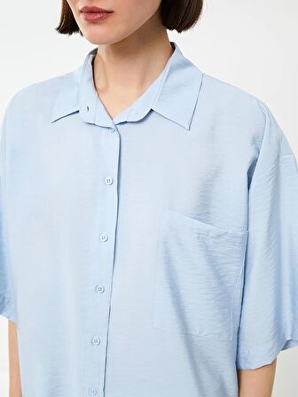 Düz Kısa Kollu Oversize Kadın Gömlek
