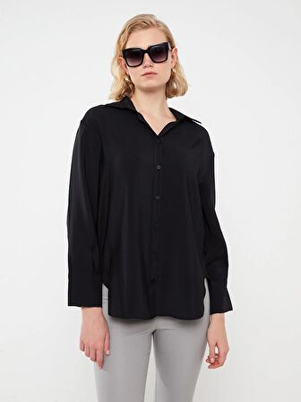 Düz Uzun Kollu Oversize Kadın Gömlek