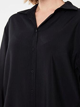 Düz Uzun Kollu Oversize Kadın Gömlek