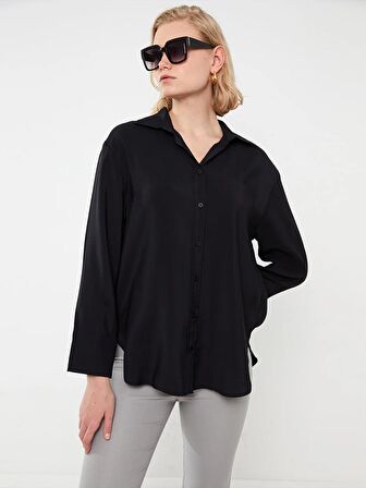Düz Uzun Kollu Oversize Kadın Gömlek