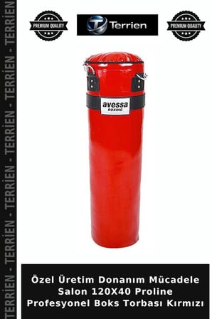Özel Üretim Donanım Mücadele Salon 120X40 Proline Profesyonel Boks Torbası Kırmızı