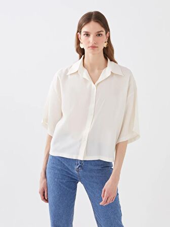 Düz Kısa Kollu Oversize Kadın Gömlek