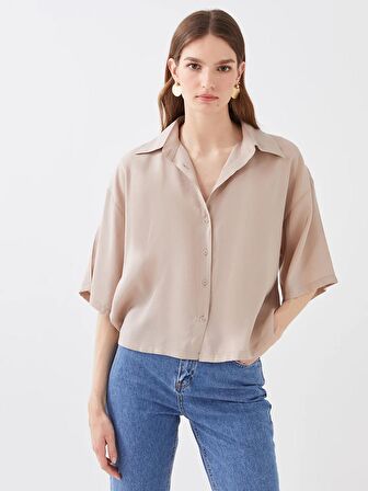 Düz Kısa Kollu Oversize Kadın Gömlek