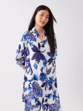 Çiçekli Uzun Kollu Kadın Gömlek Tunik