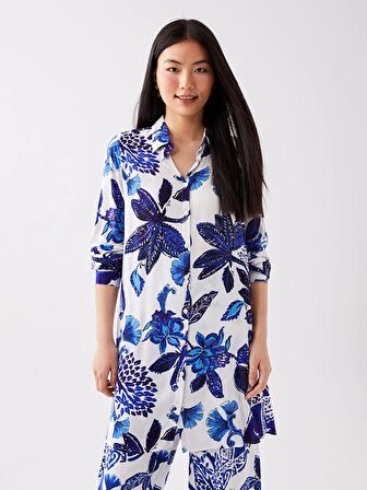 Çiçekli Uzun Kollu Kadın Gömlek Tunik