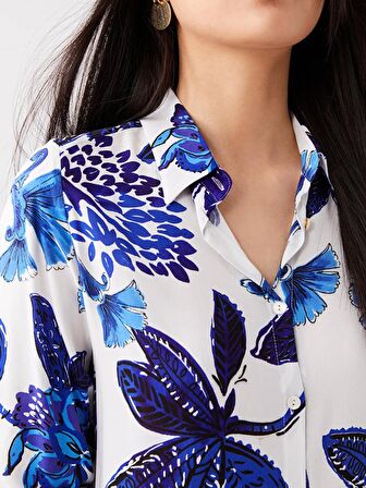 Çiçekli Uzun Kollu Kadın Gömlek Tunik