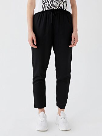 Kadın Beli Lastikli Havuç Kesim Düz Pantolon