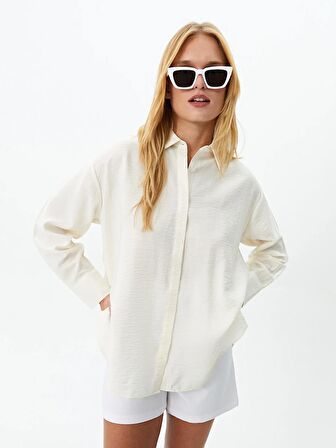 Düz Uzun Kollu Oversize Kadın Gömlek