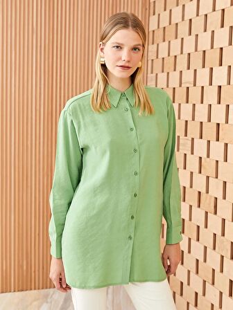 Düz Uzun Kollu Kadın Gömlek Tunik