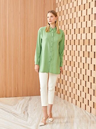 Düz Uzun Kollu Kadın Gömlek Tunik