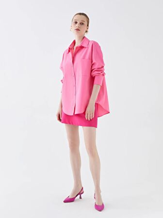Düz Uzun Kollu Oversize Poplin Kadın Gömlek