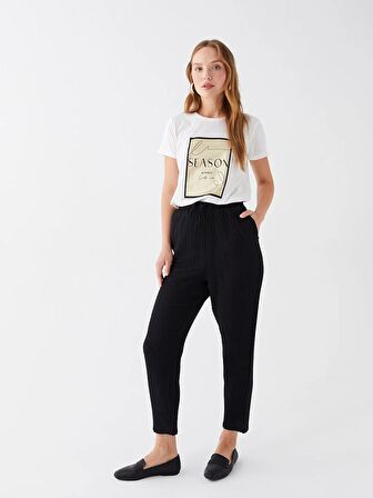 Beli Lastikli Rahat Kalıp Kadın Pantolon