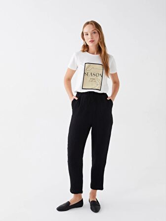 Beli Lastikli Rahat Kalıp Kadın Pantolon