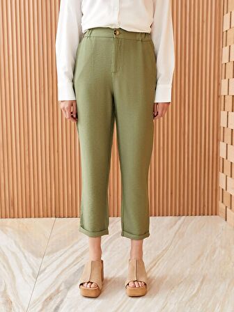 Kadın Havuç Kesim Düz Pantolon