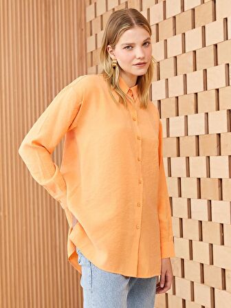 Düz Uzun Kollu Oversize Kadın Gömlek Tunik