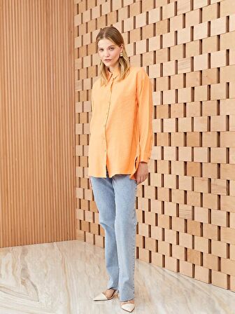 Düz Uzun Kollu Oversize Kadın Gömlek Tunik