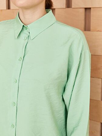 Düz Uzun Kollu Oversize Kadın Gömlek Tunik