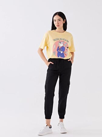 Kadın Beli Lastikli Düz Paraşüt Pantolon