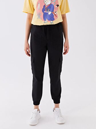 Kadın Beli Lastikli Düz Paraşüt Pantolon