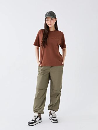 Kadın Beli Lastikli Düz Paraşüt Pantolon