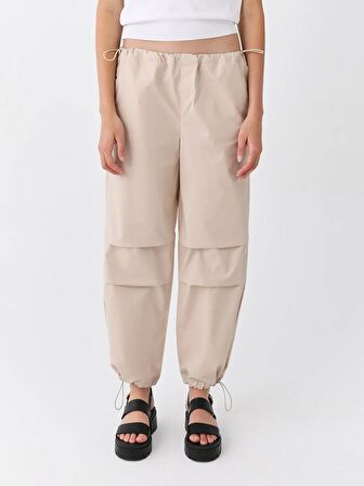 Kadın Beli Lastikli Düz Paraşüt Pantolon