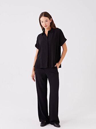 Düz Kısa Kollu Oversize Kadın Gömlek