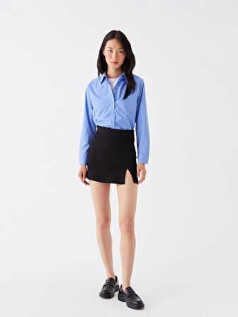 Düz Uzun Kollu Poplin Kadın Gömlek