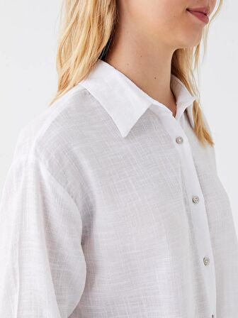 Düz Uzun Kollu Oversize Kadın Gömlek