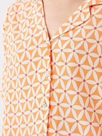 Desenli Kısa Kollu Poplin Kadın Gömlek