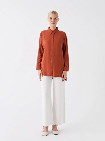 Düz Uzun Kollu Oversize Kadın Gömlek Tunik