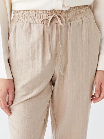 Beli Lastikli Havuç Kesim Kadın Pantolon