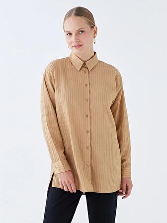 Düz Uzun Kollu Oversize Kadın Gömlek Tunik