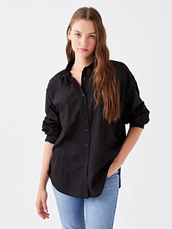 Düz Uzun Kollu Oversize Kadın Gömlek