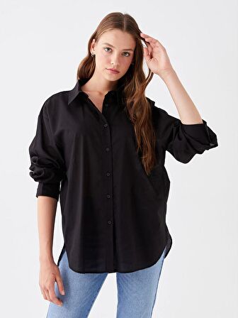 Düz Uzun Kollu Oversize Kadın Gömlek