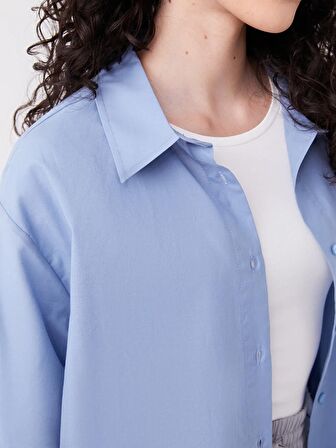 Düz Uzun Kollu Oversize Kadın Gömlek