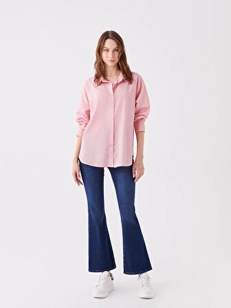 Düz Uzun Kollu Oversize Kadın Gömlek