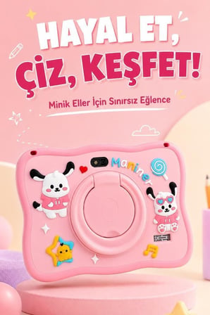 Taşınabilir Ürün Eğlence Aracı Küçük Cihaz Maniner Eğitici Tablet 4GB 128GB Kılıf Hediyeli M6 Pembe