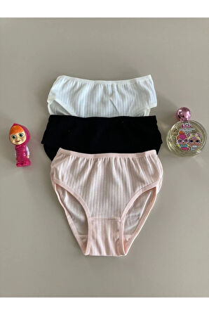 ELM Karışık Desen Ribanalı Modal 3lü Kız Slip Set S-43