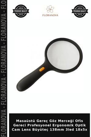 Masaüstü Gereç Göz Merceği Ofis Gereci Profesyonel Ergonomik Optik Cam Lens Büyüteç 138mm 3led 18x5x