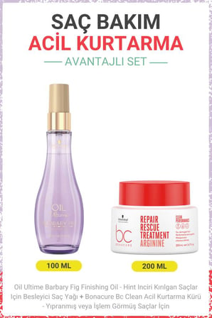 Barbary Fig Finishing Oil - Besleyici Saç Yağı +  BC Clean Acil Kurtarma Kürü