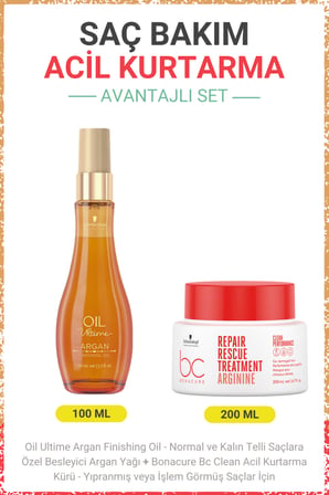 Argan Finishing Oil - Besleyici Argan Yağı +  BC Clean Acil Kurtarma Kürü