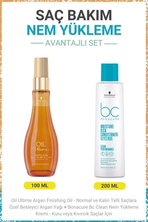 Argan Finishing Oil - Besleyici Argan Yağı 100 ml +  BC Clean Nem Yükleme Kremi