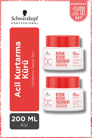 Bonacure BC Clean Acil Kurtarma Kürü 200ml x 2 Adet - Yıpranmış veya İşlem Görmüş Saçlar İçin