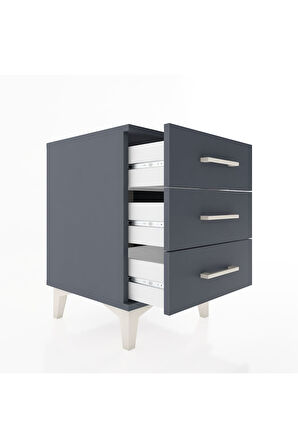 Hyperion Komodin 3 Çekmeceli 44x44x64 Antrasit-Antrasit