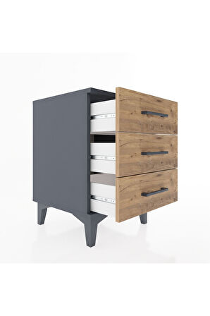 Hyperion Komodin 3 Çekmeceli 44x44x64 Antrasit-Çam