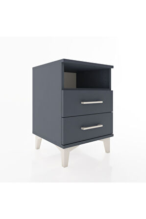 Hyperion Komodin Tek Raflı 2 Çekmeceli 44x44x64 Antrasit-Antrasit