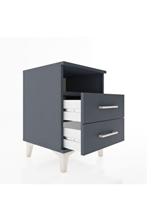 Hyperion Komodin Tek Raflı 2 Çekmeceli 44x44x64 Antrasit-Antrasit
